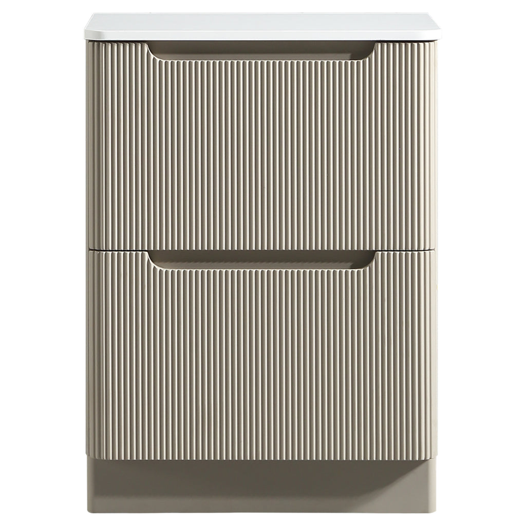 Tailored Monza 600mm Floor Standing Fluted Vanity with Sintered Stone Counter Top, Soft Coffee - view 5