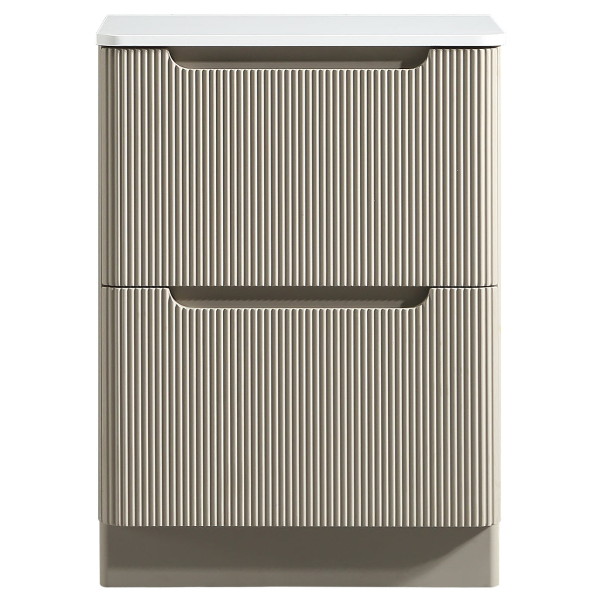 Tailored Monza 600mm Floor Standing Fluted Vanity with Sintered Stone Counter Top, Soft Coffee - view 5