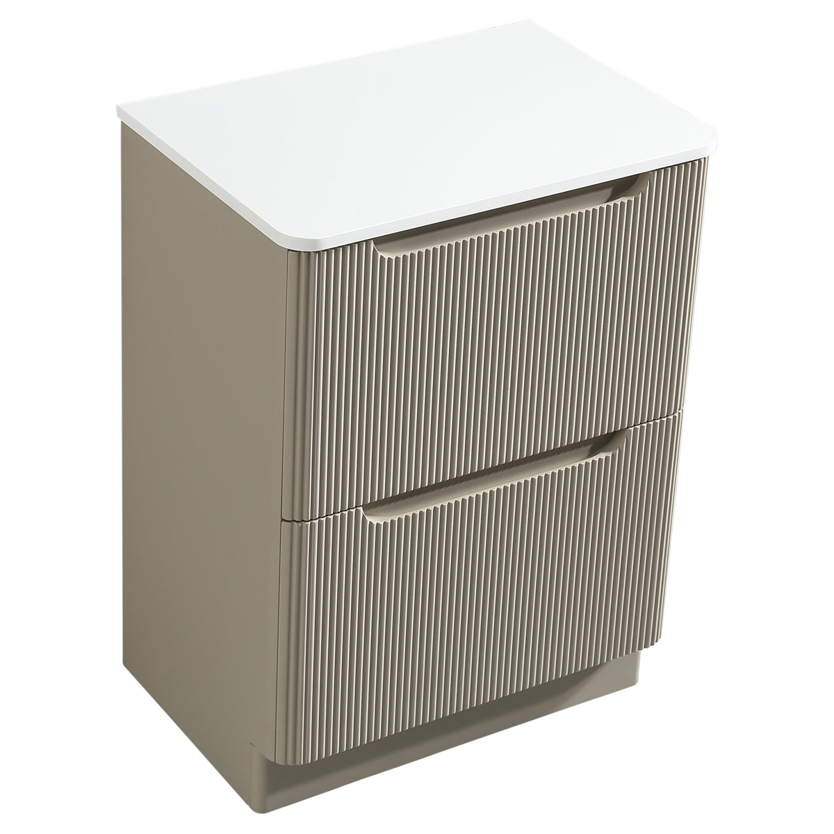 Tailored Monza 600mm Floor Standing Fluted Vanity with Sintered Stone Counter Top, Soft Coffee - view 8