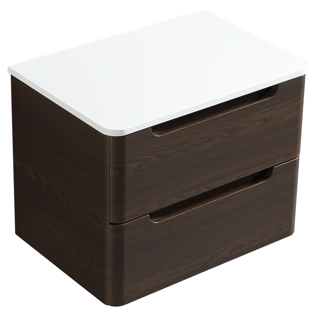 Tailored Monza 600mm Wall Hung Vanity with Sintered Stone Counter Top, Espresso Oak - view 2