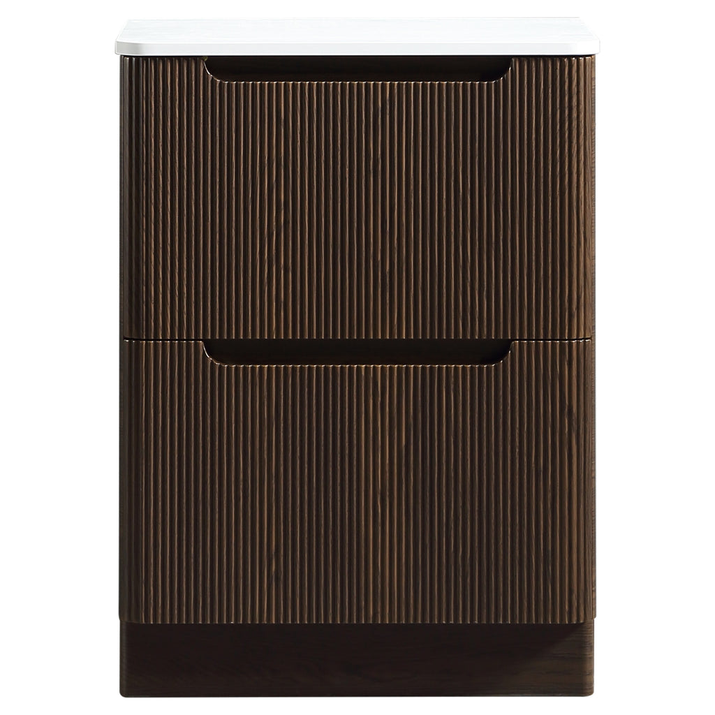 Tailored Monza 600mm Floor Standing Fluted Vanity with Sintered Stone Counter Top, Espresso Oak - view 6