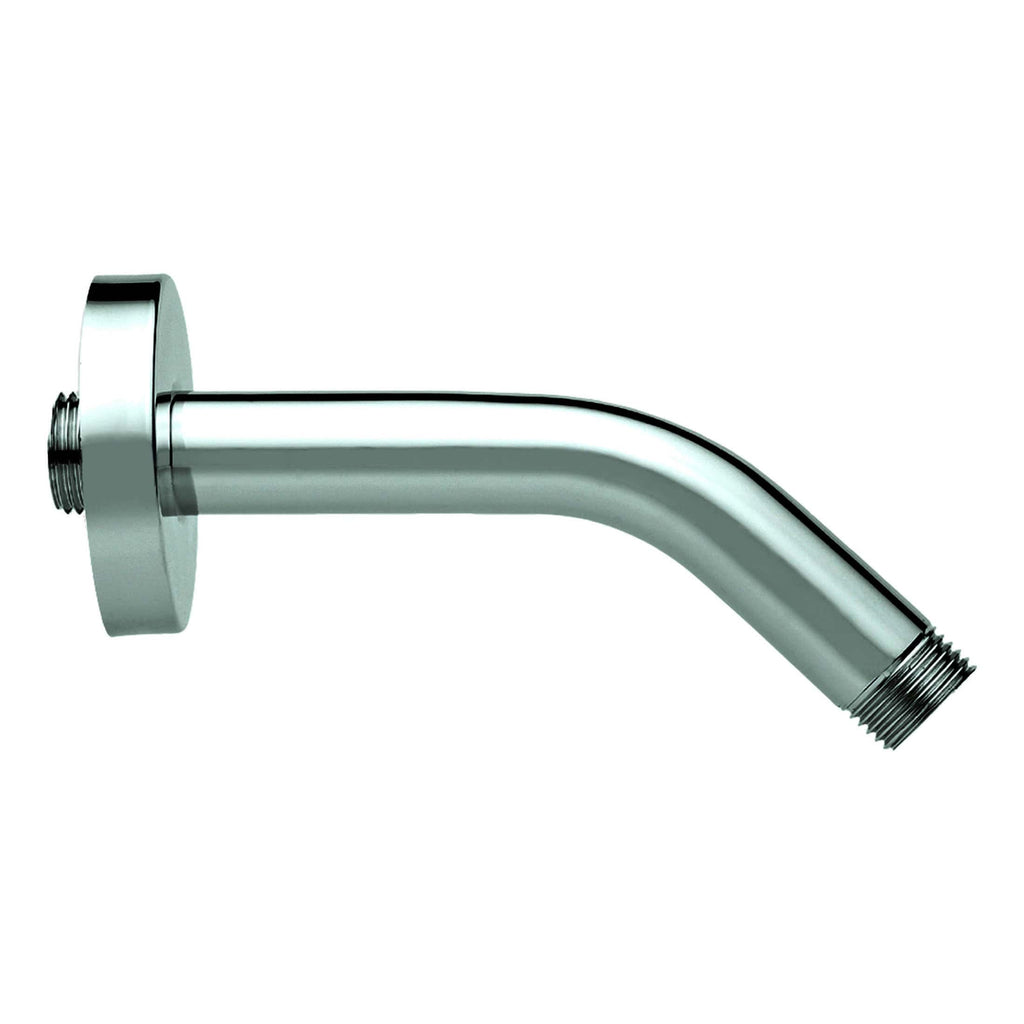 Polished chrome bathroom shower pipe with threaded fittings from Bubly Bathrooms, ideal for modern bathroom fittings and plumbing installations.