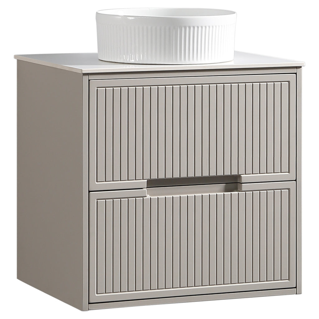 Tailored Bolzana Two Drawer Wall Hung Vanity & Sintered Stone Counter Top 600mm, Soft Coffee - view 5