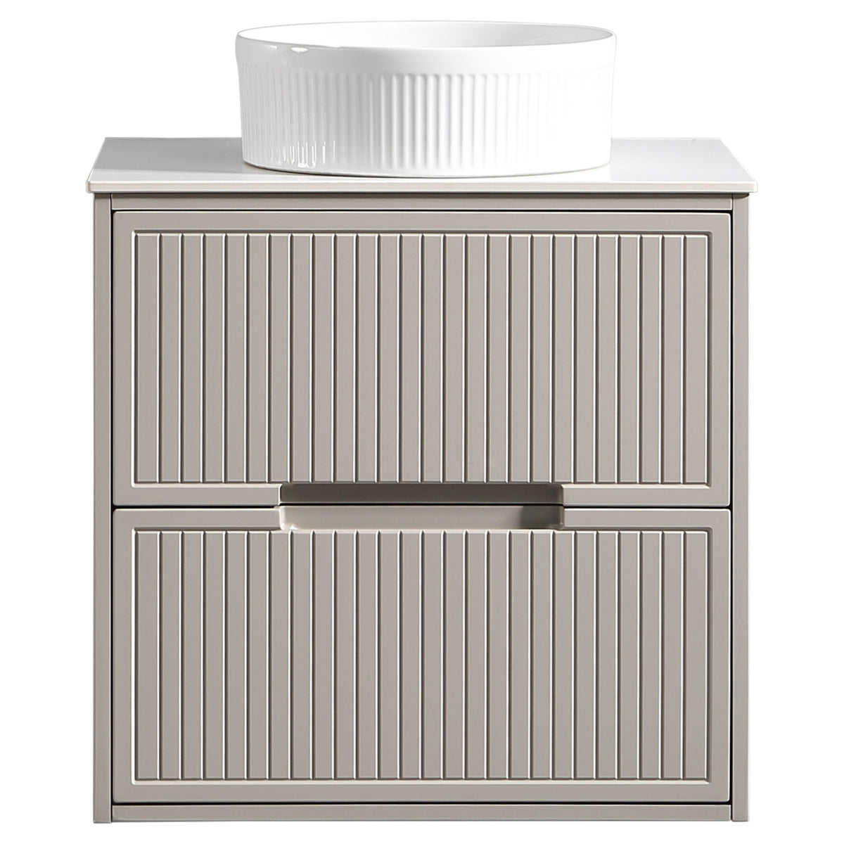 Tailored Bolzana Two Drawer Wall Hung Vanity & Sintered Stone Counter Top 600mm, Soft Coffee - view 8