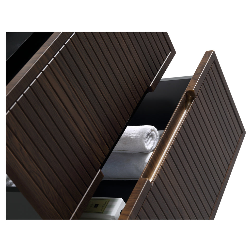 Tailored Bolzana Two Drawer Wall Hung Vanity & Sintered Stone Counter Top 600mm, Espresso Oak - view 6