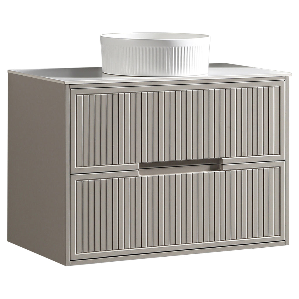 Tailored Bolzana Two Drawer Wall Hung Vanity & Sintered Stone Counter Top 800mm, Soft Coffee - view 1