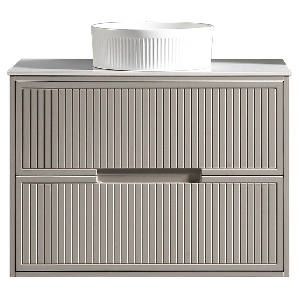 Tailored Bolzana Two Drawer Wall Hung Vanity & Sintered Stone Counter Top 800mm, Soft Coffee - view 3