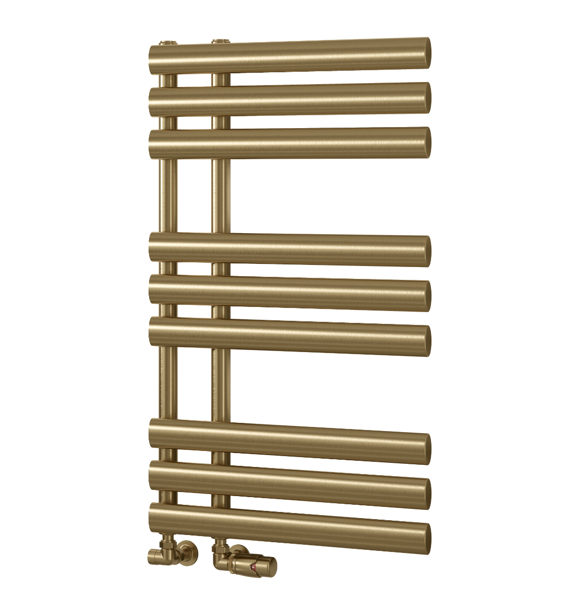 Reina Chisa Brushed Brass Heated Towel Rail 820mm X 500mm
