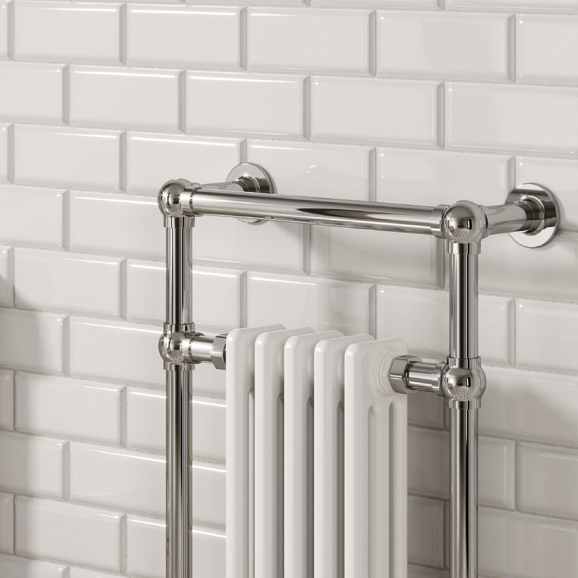 Reina Oxford Chrome/White Traditional Heated Towel Rail