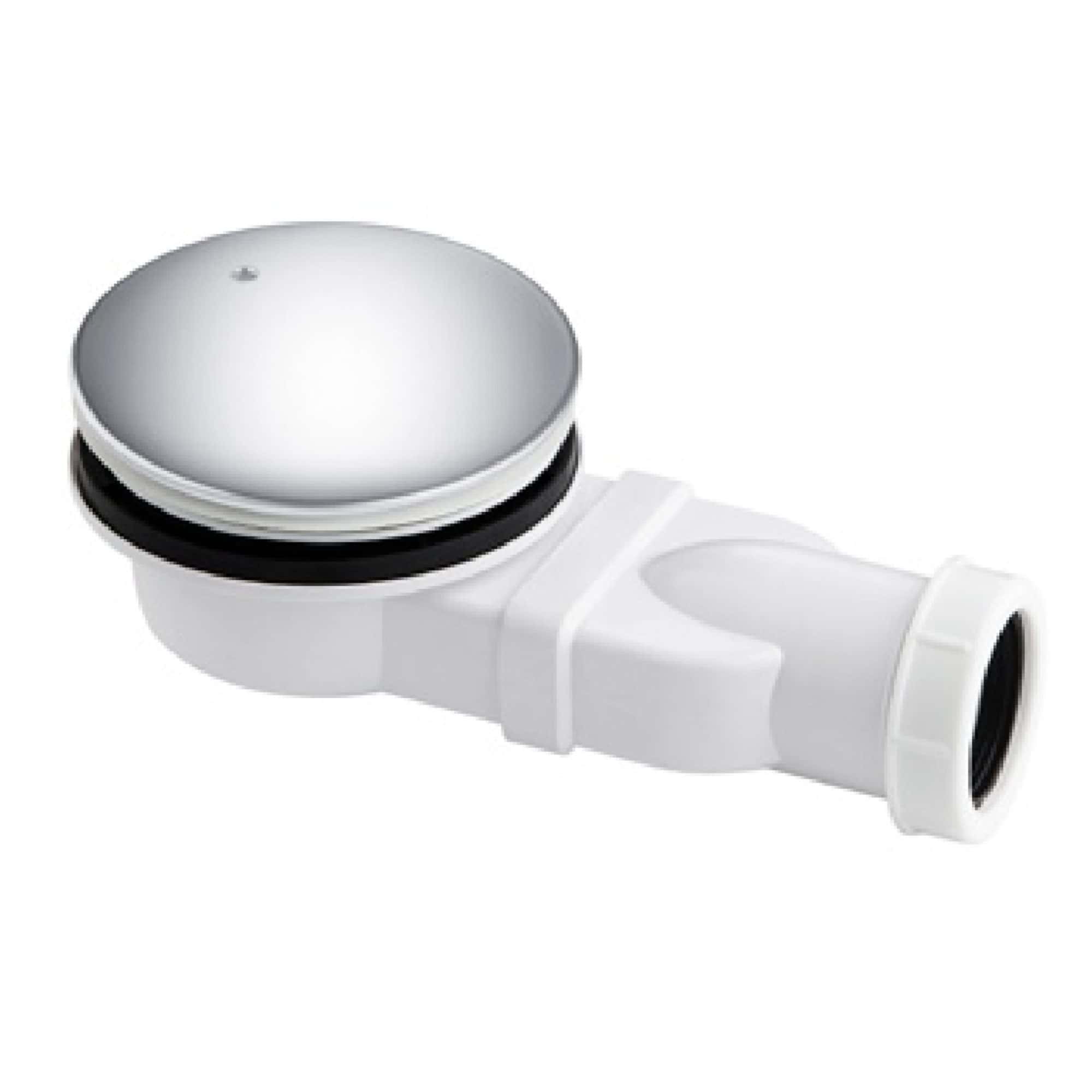 Drain assembly for bathroom sinks, white plastic pop-up drain with rubber gasket for leak-proof installation. Ideal for installing or replacing bathroom sink drains in modern bathrooms.