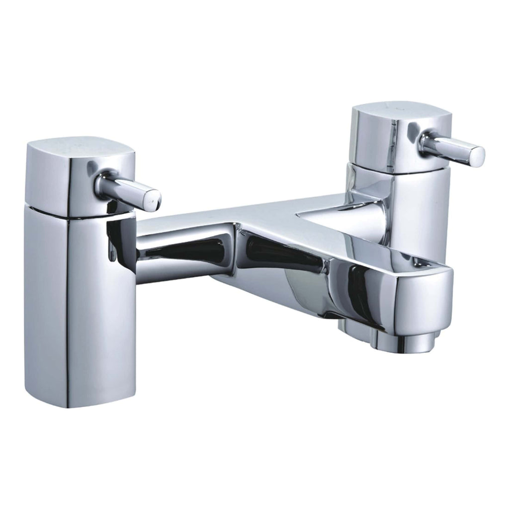 Chrome kitchen sink mixer tap with twin controls for hot and cold water. Modern and sleek design, ideal for contemporary bathrooms and kitchens. Easy to operate for everyday use.