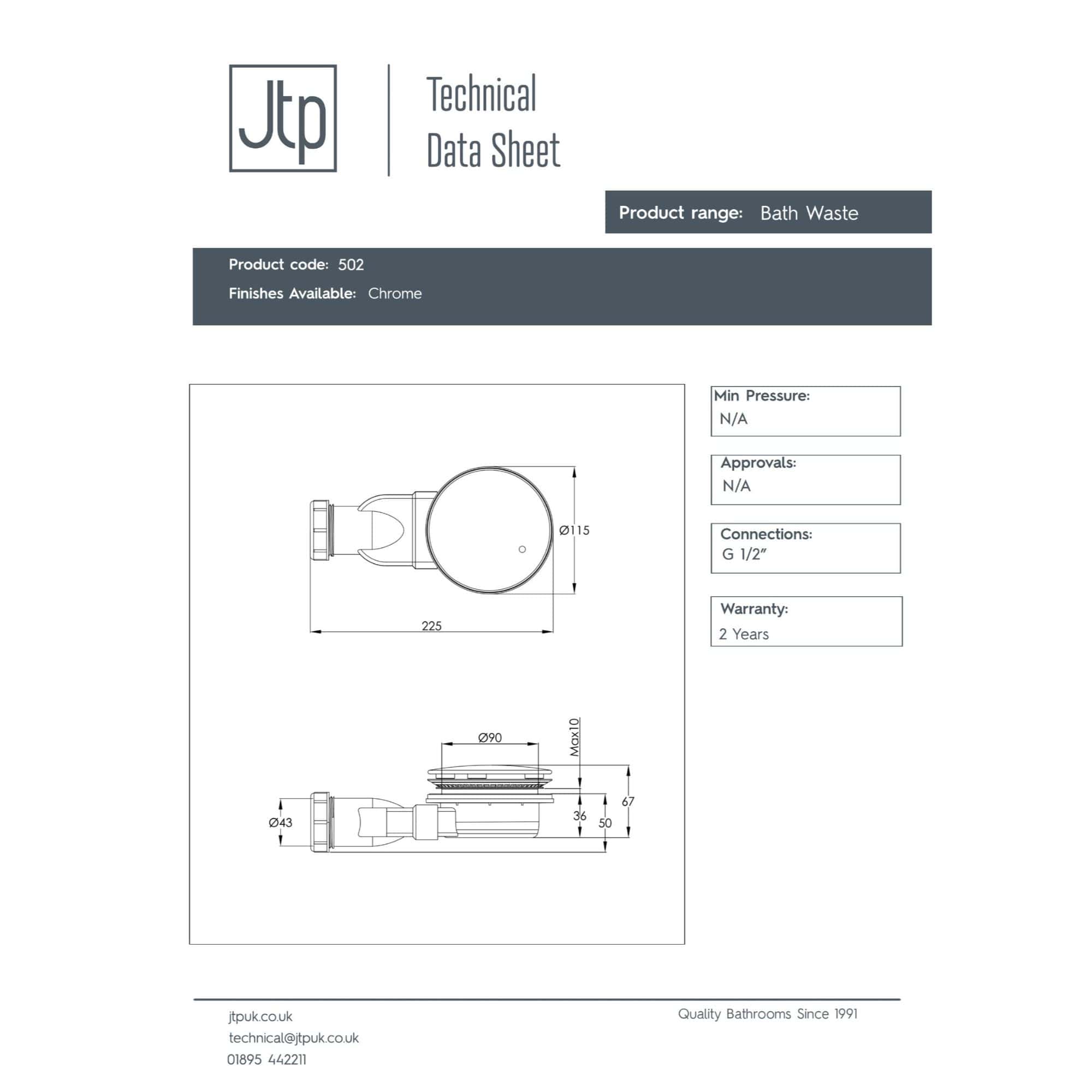 High-quality bathroom waste with chrome finish, including technical drawings and measurements for plumbing installation. Suitable for modern bathroom designs with durable, reliable performance.