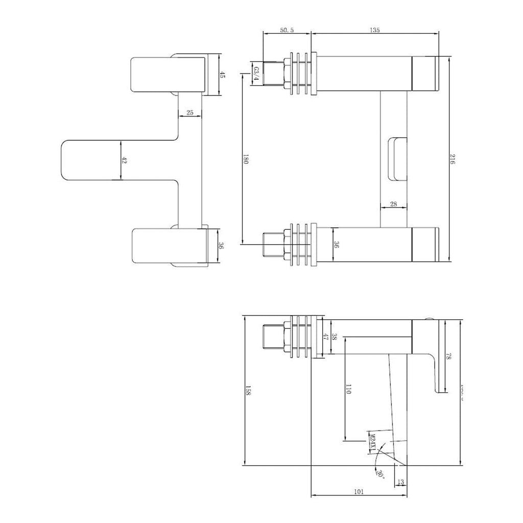 High-quality technical drawing of Bubly Bathrooms shower components, showcasing precise measurements and installation details for bathroom renovation projects.