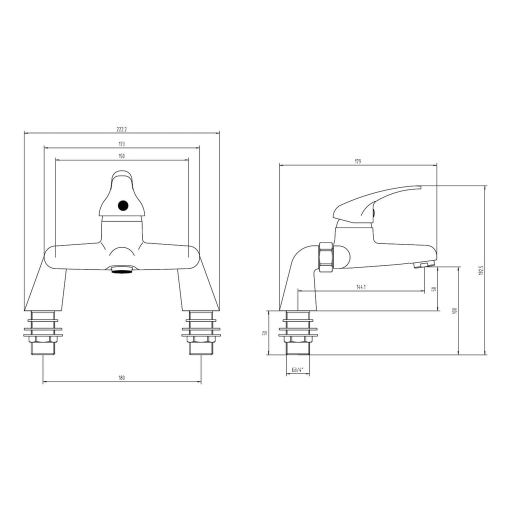 High-quality technical drawing of a Bubly bathroom faucet with detailed dimensions and specifications. Suitable for bathroom sink installation, showcasing ergonomic design and precise measurements for plumbing projects.