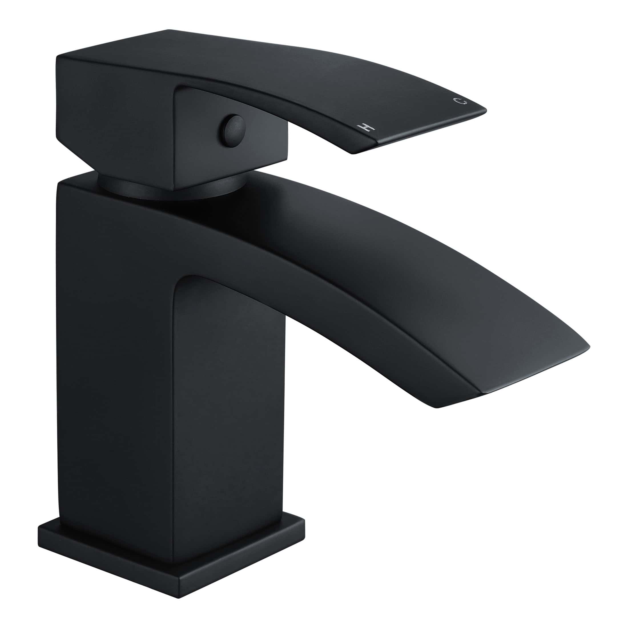 Sleek black bathroom tap with modern matte finish, designed for stylish bathroom fittings and high-quality water control.
