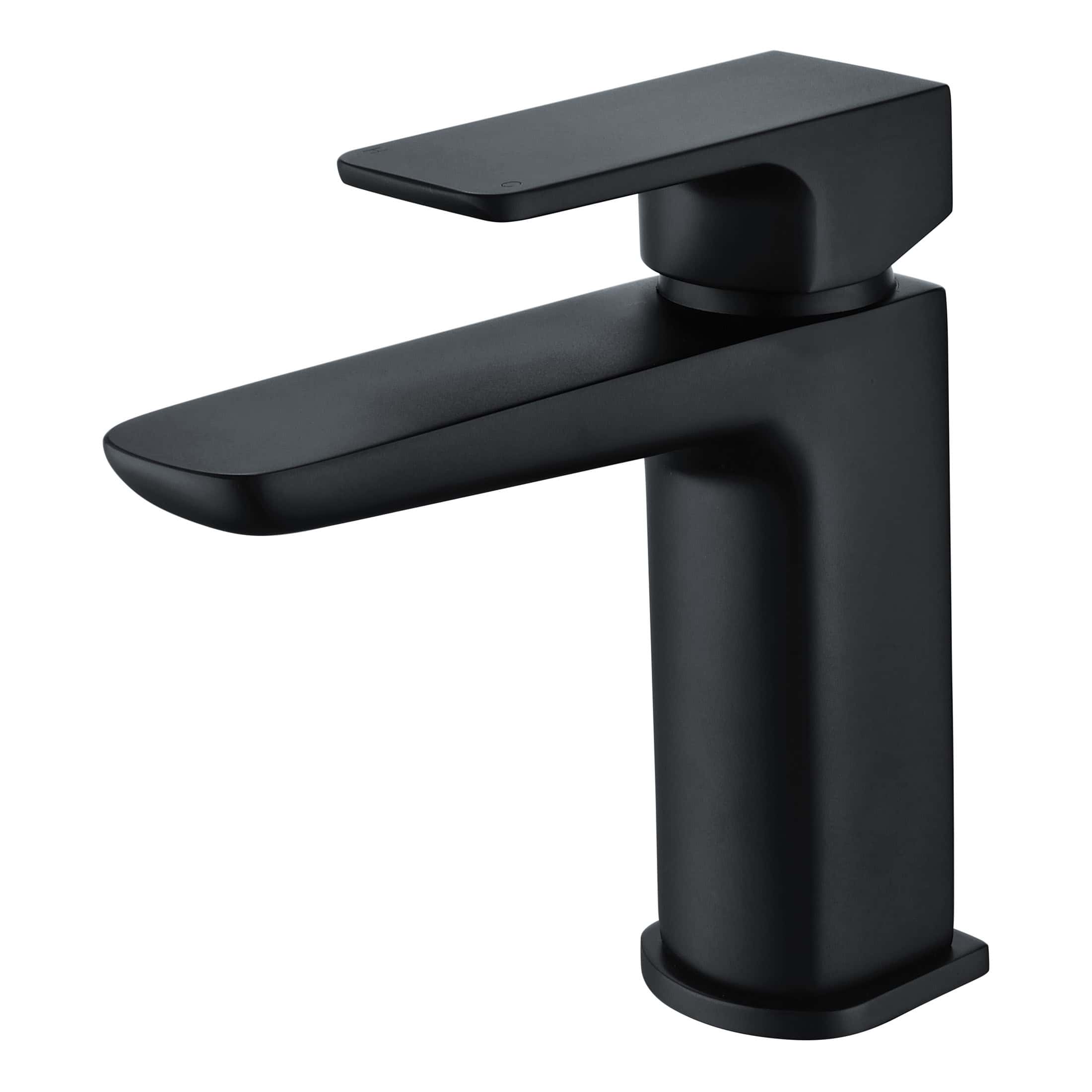 Black bathroom mixer tap with a sleek modern design for stylish bathroom upgrades. Perfect for contemporary bathroom sinks and washbasins. Durable and easy to install.