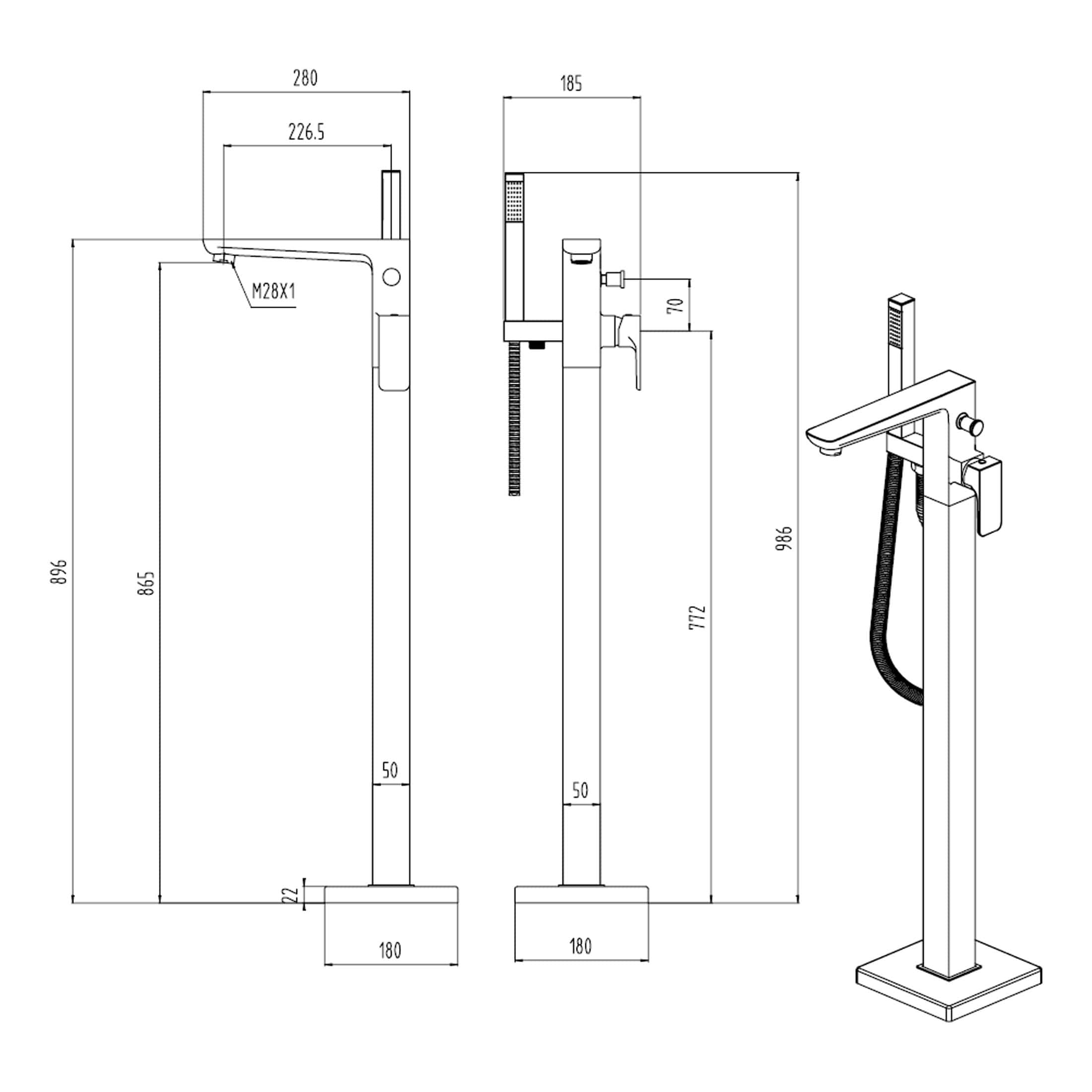 High-quality freestanding bathroom faucet with modern design, perfect for contemporary bathrooms, featuring a sleek finish and robust construction for durability and style.