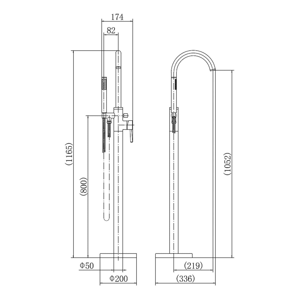 Shower tap with flexible hose and modern design for luxury bathrooms.