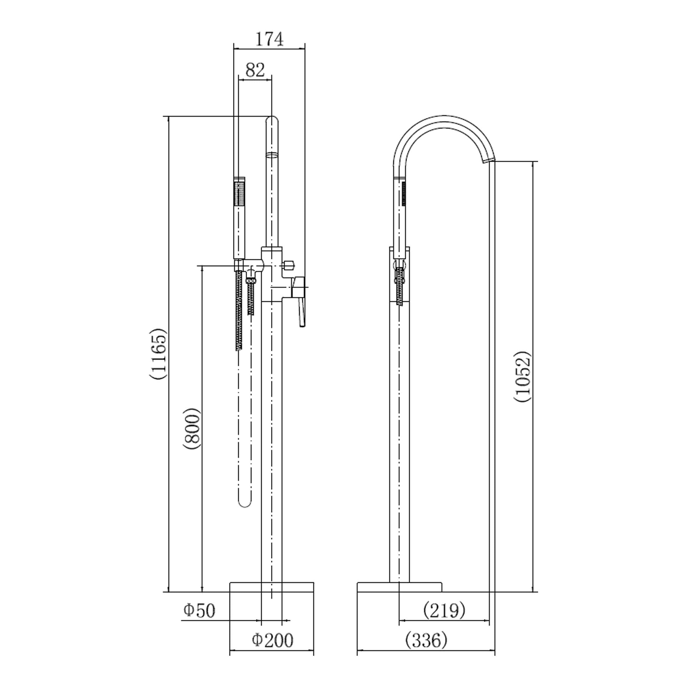 Shower tap with flexible hose and modern design for luxury bathrooms.