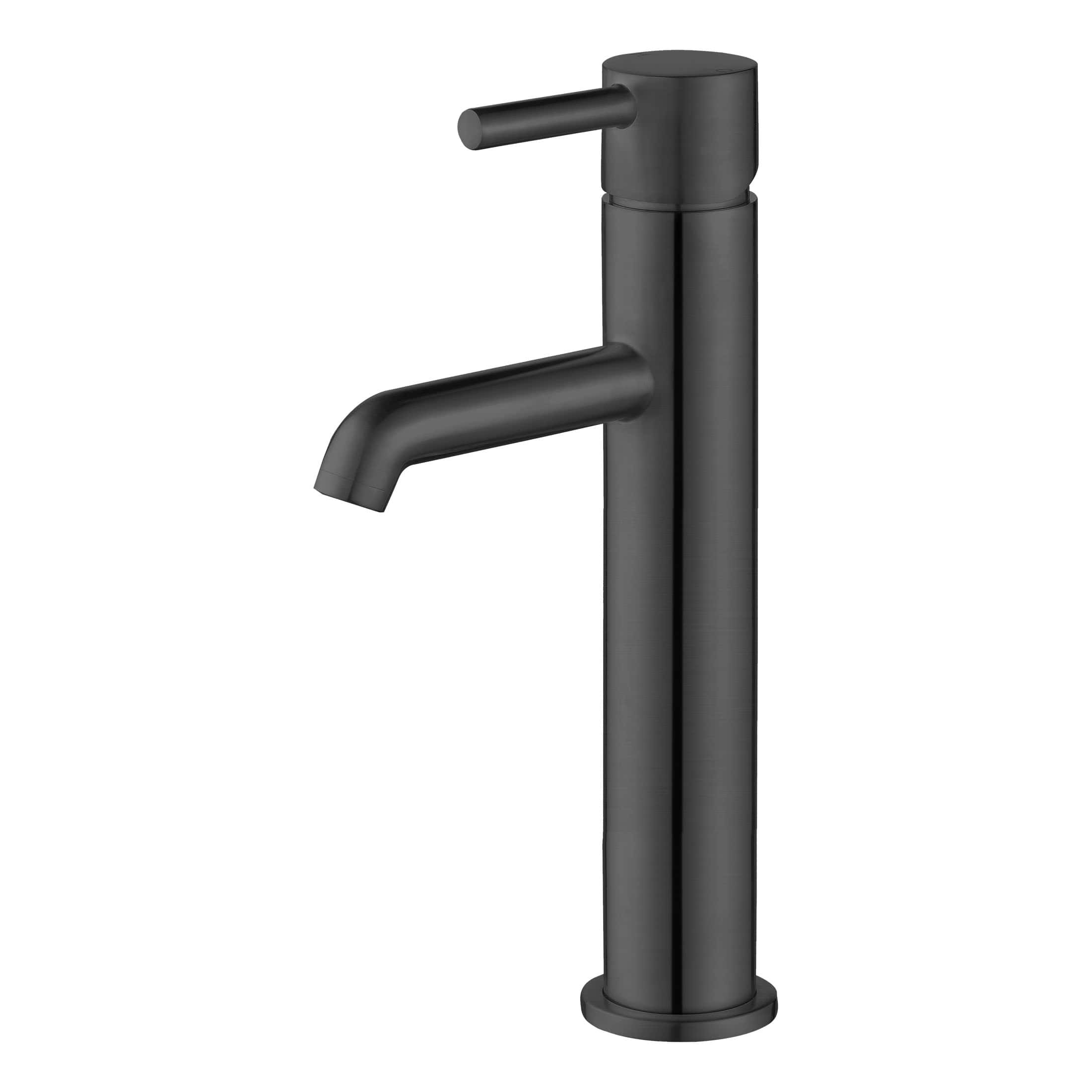 Sleek black freestanding bathroom tap with modern design, perfect for contemporary bathroom sinks and basins. Durable and stylish, offering a sophisticated touch to your bathroom decor.