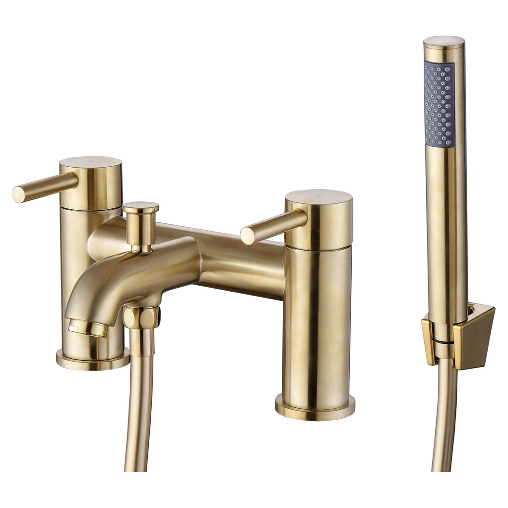 Tailored Chepstow Bath Shower Mixer Tap With Handset, Hose And Bracket - Brushed Brass