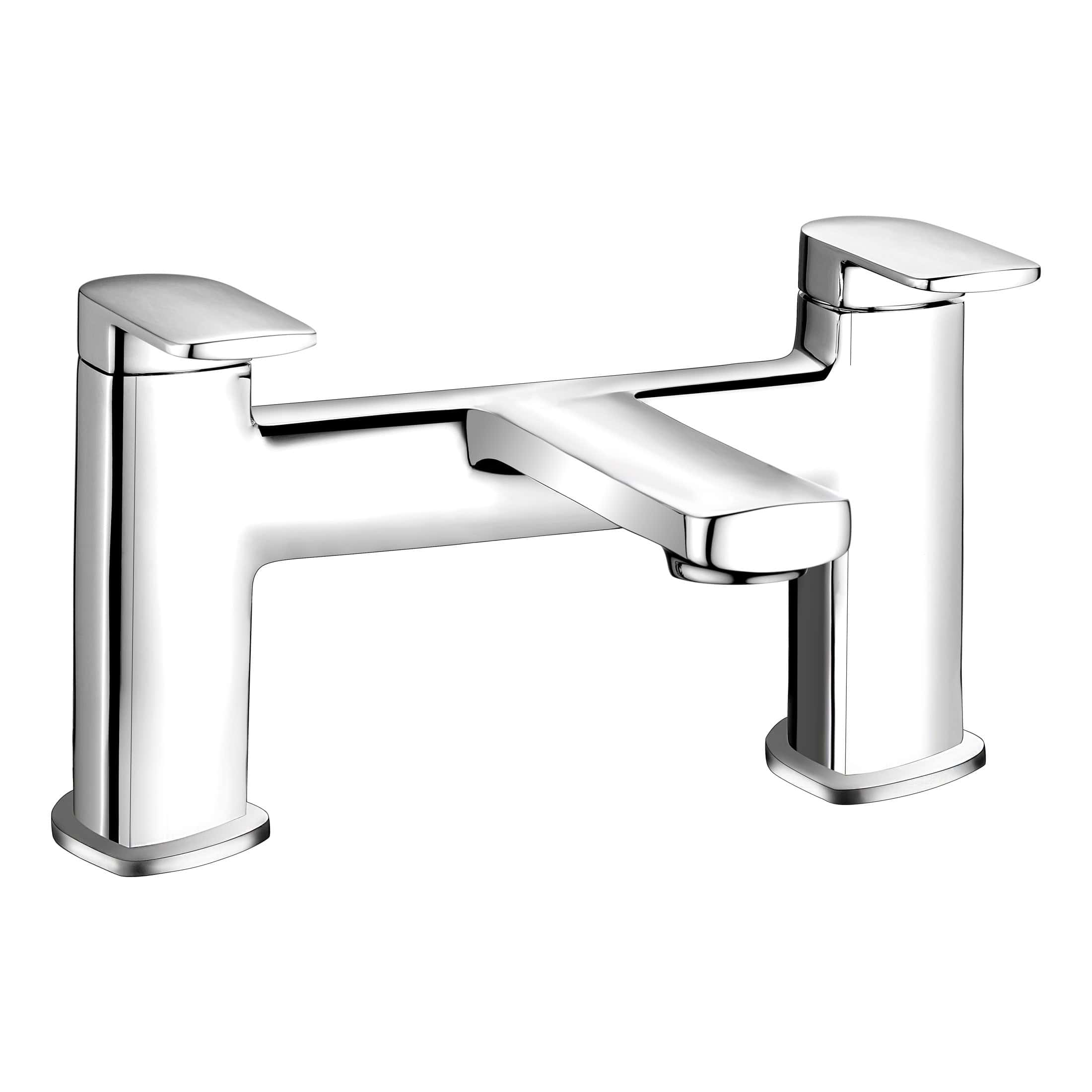 Chrome bathroom sink faucet with dual handles and modern design for stylish, functional bathroom fixtures. Perfect for completing a contemporary bathroom setup.