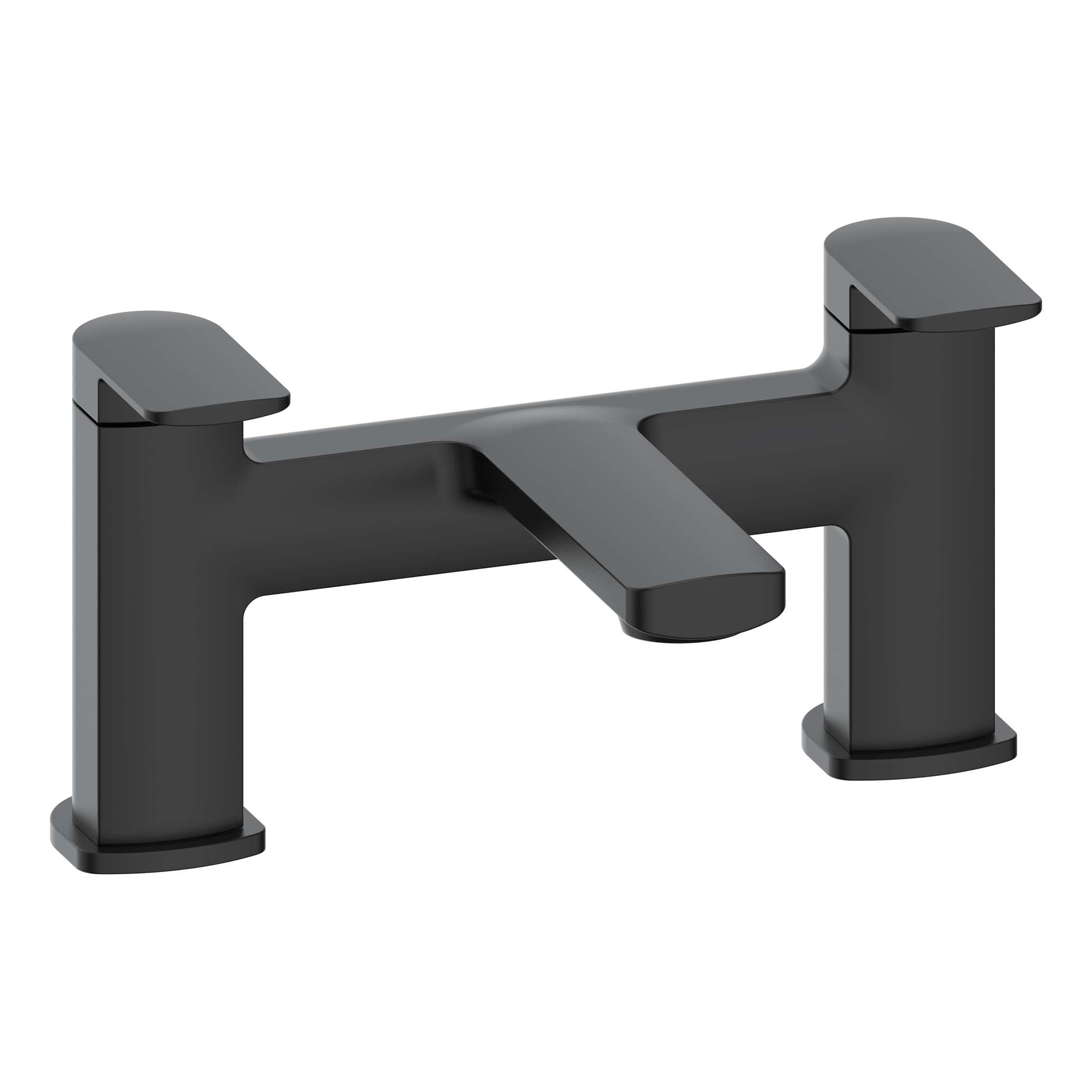 Black bathroom sink tap, modern designer basin mixer faucet for bathroom or powder room, sleek and stylish black plumbing fixture for contemporary bathroom decor, Bubly Bathrooms.