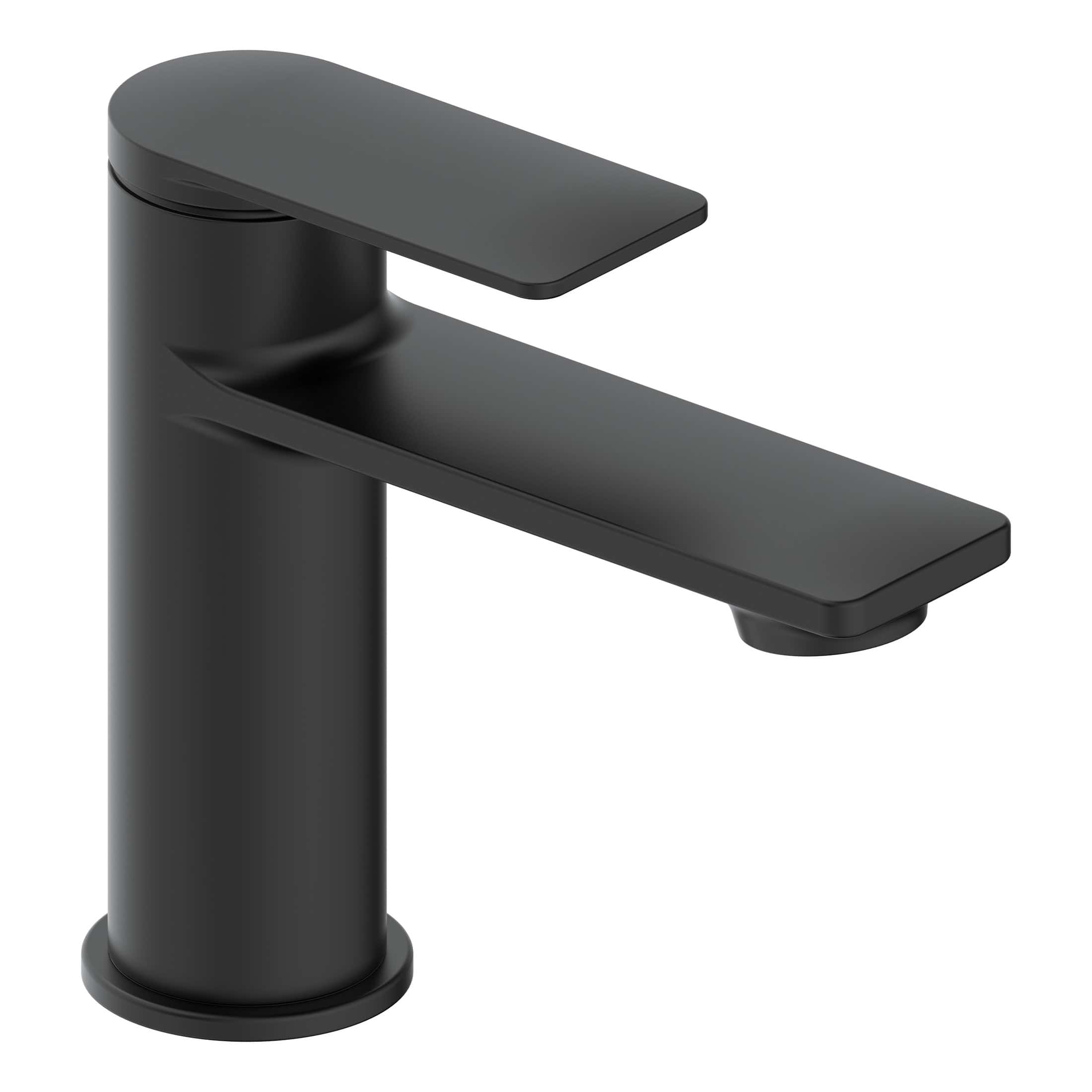 Sleek black bathroom mixer tap with a modern minimalist design, perfect for contemporary bathrooms, providing a stylish and functional upgrade to your bathroom fixtures.