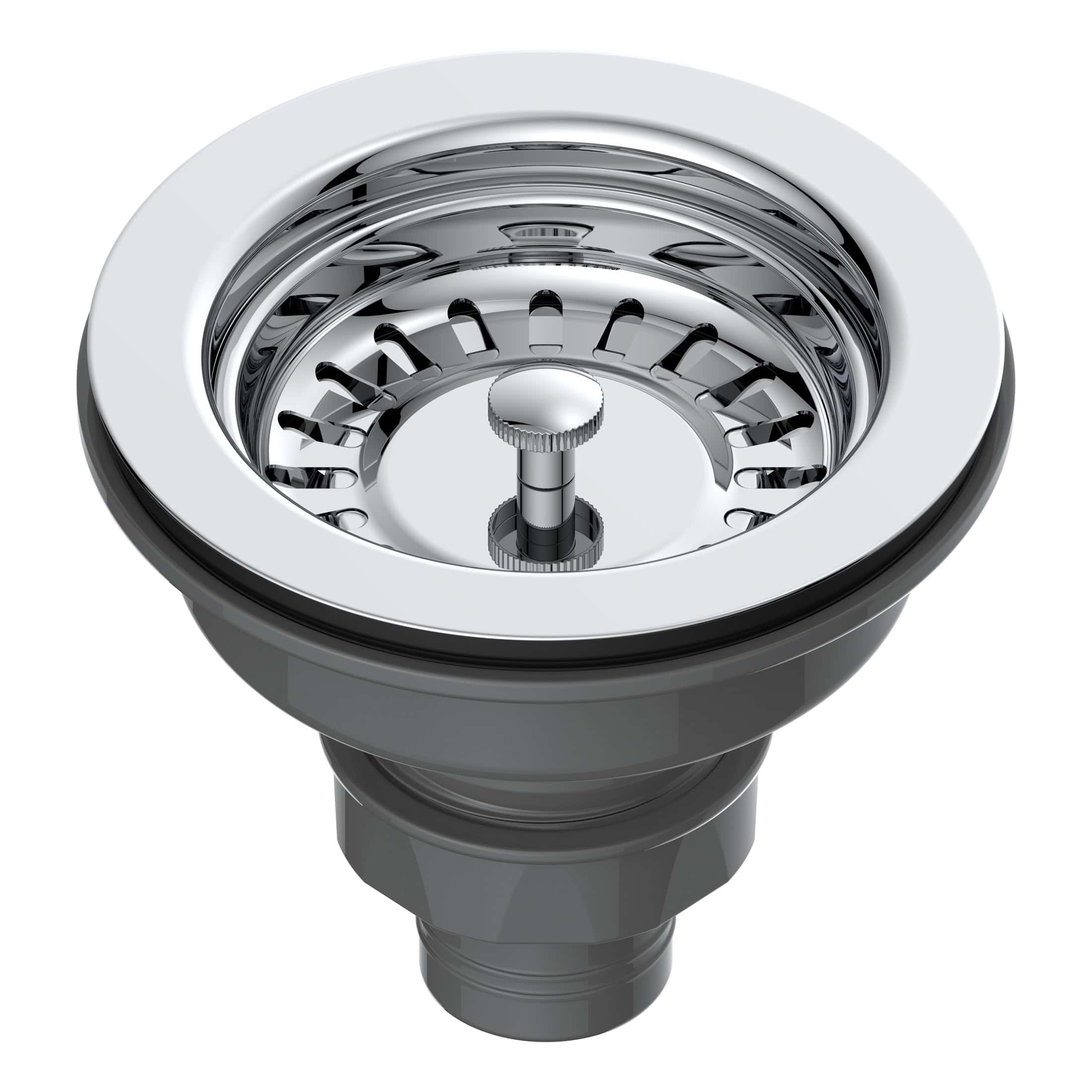 Shiny stainless steel bathroom sink drain trap with adjustable height and chrome finish, designed for modern bathroom plumbing solutions.
