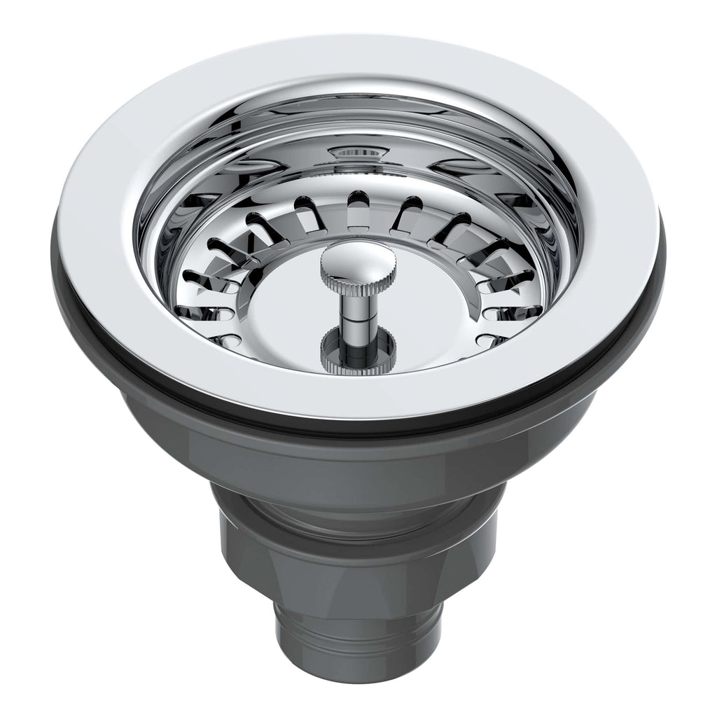 Shiny stainless steel bathroom sink drain trap with adjustable height and chrome finish, designed for modern bathroom plumbing solutions.