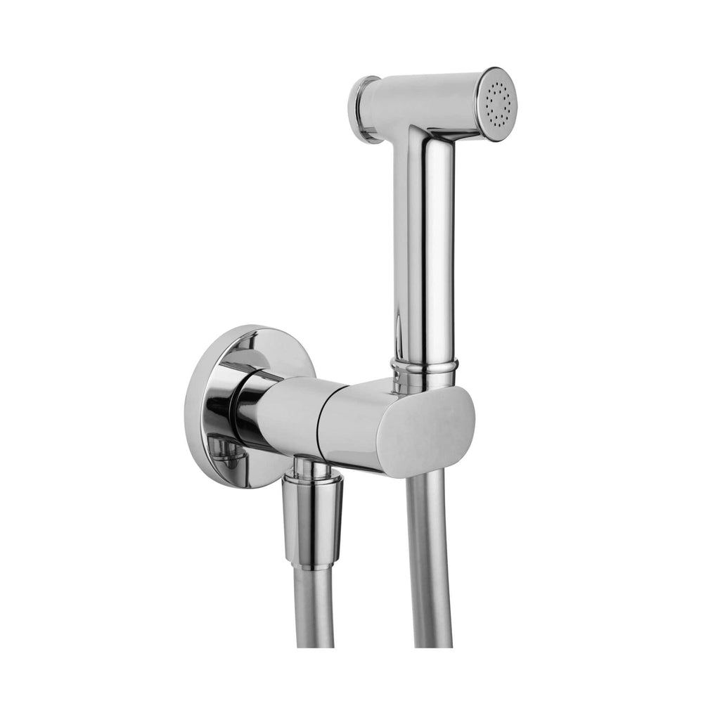 Chrome grab rail with dual attachment points, ideal for bathroom safety and stability, featuring a sleek modern design and durable construction foreasy installation and use.