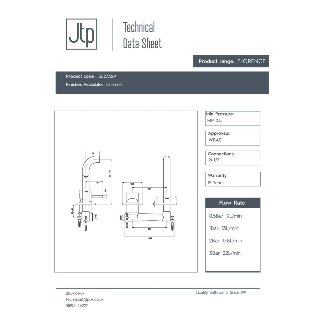 Modern Bubly Bathrooms bathtub and shower fixtures with sleek chrome finish, featuring technical dimensions and plumbing connections for a stylish, functional bathroom upgrade.