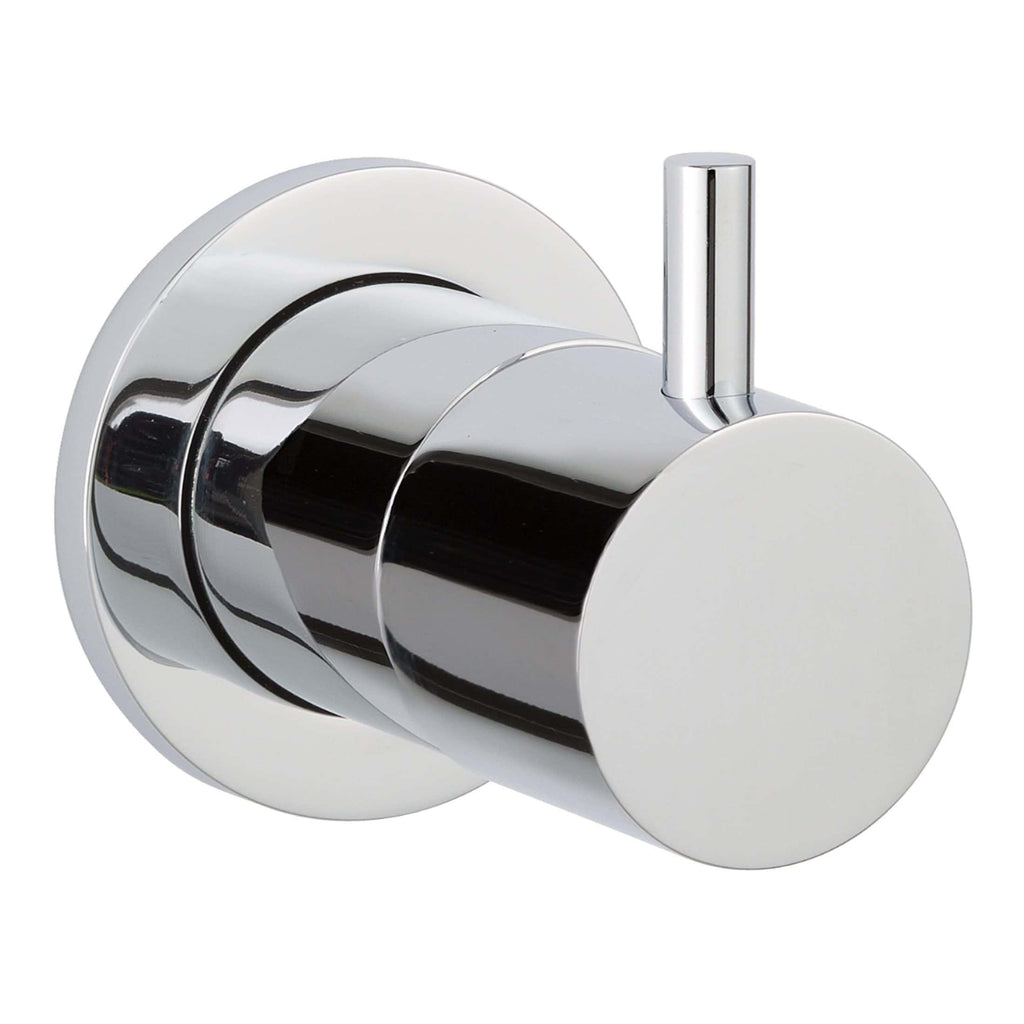 Sleek chrome bathroom shower valve with modern design, wall-mounted thermostatic mixer for precise temperature control, ideal for contemporary bathrooms.