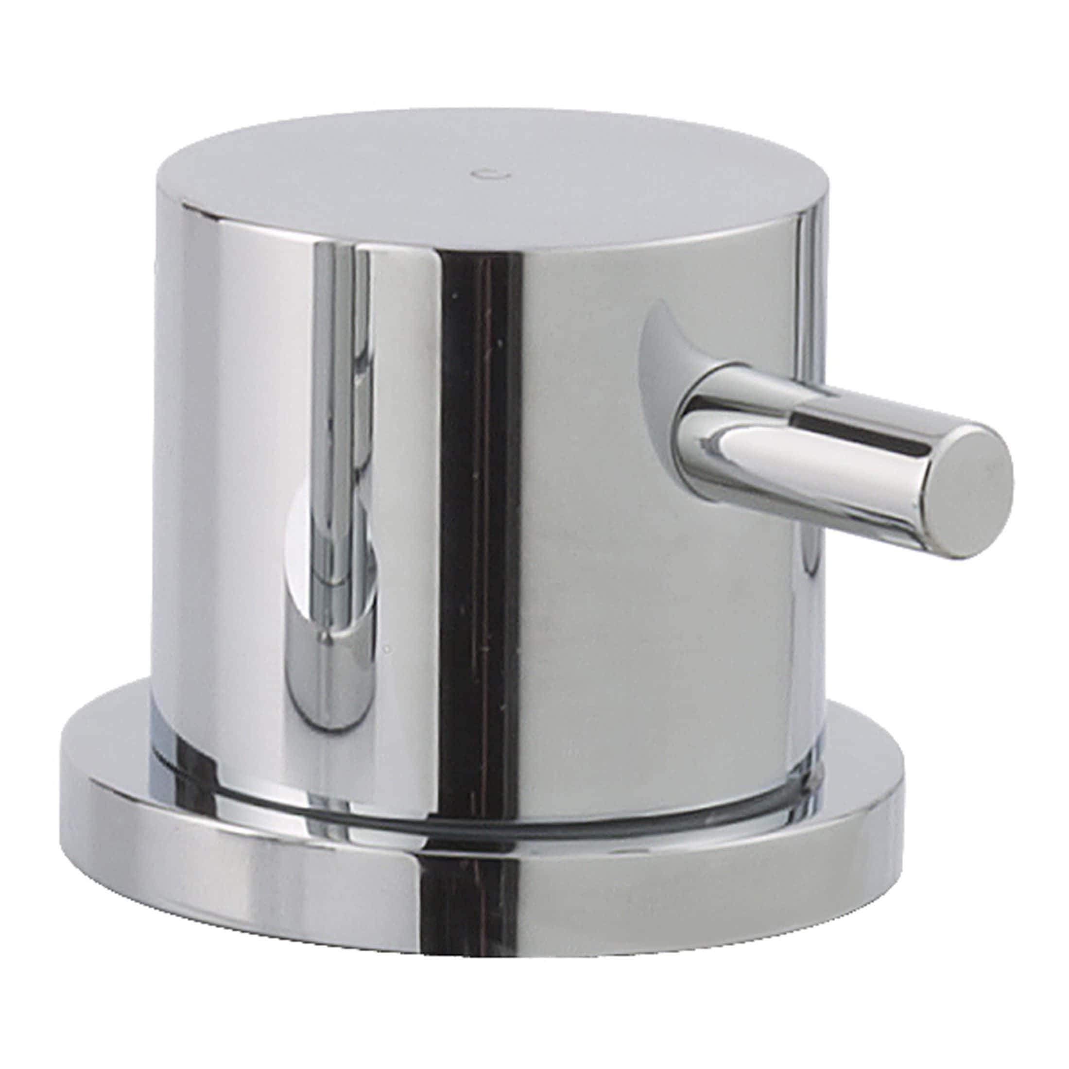 Shiny chrome bathroom tap control with modern design, perfect for contemporary bathroom setups. Durable and stylish fixture for precise water flow management.