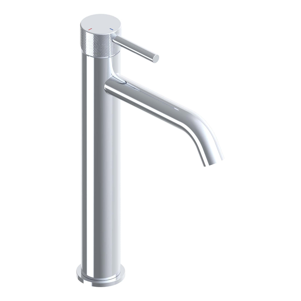 Sleek modern chrome bathroom mixer tap with a single lever for precise water control. Perfect for contemporary bathroom designs and installation with Bubly Bathrooms.