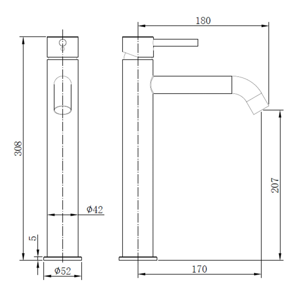 Stainless steel bathroom sink tap with modern design, precise dimensions and ergonomic handle for stylish and functional bathroom fixtures.