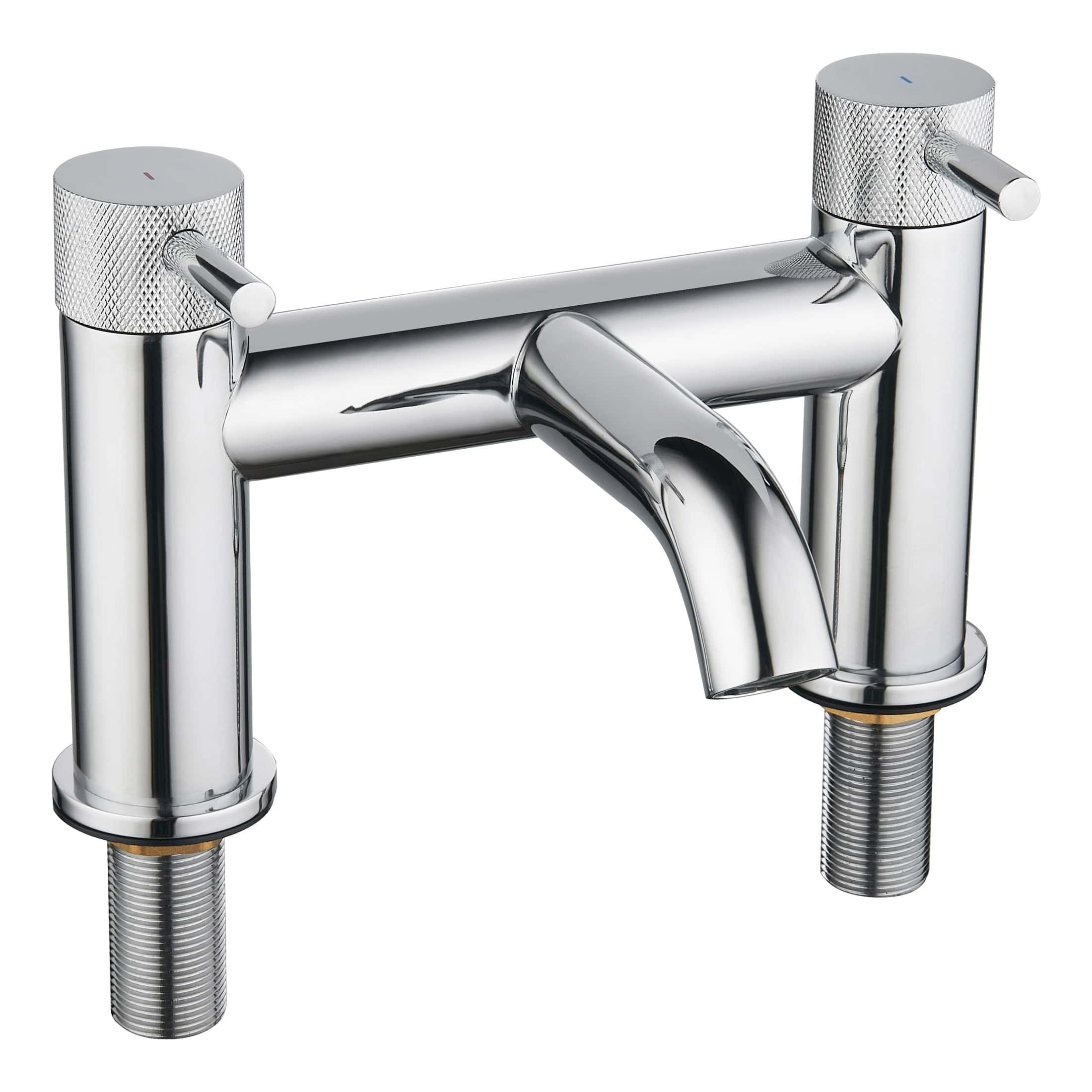 Chrome bathroom mixer tap with dual controls, modern design, ideal for stylish bathroom sinks and basins, easy to install and operate.