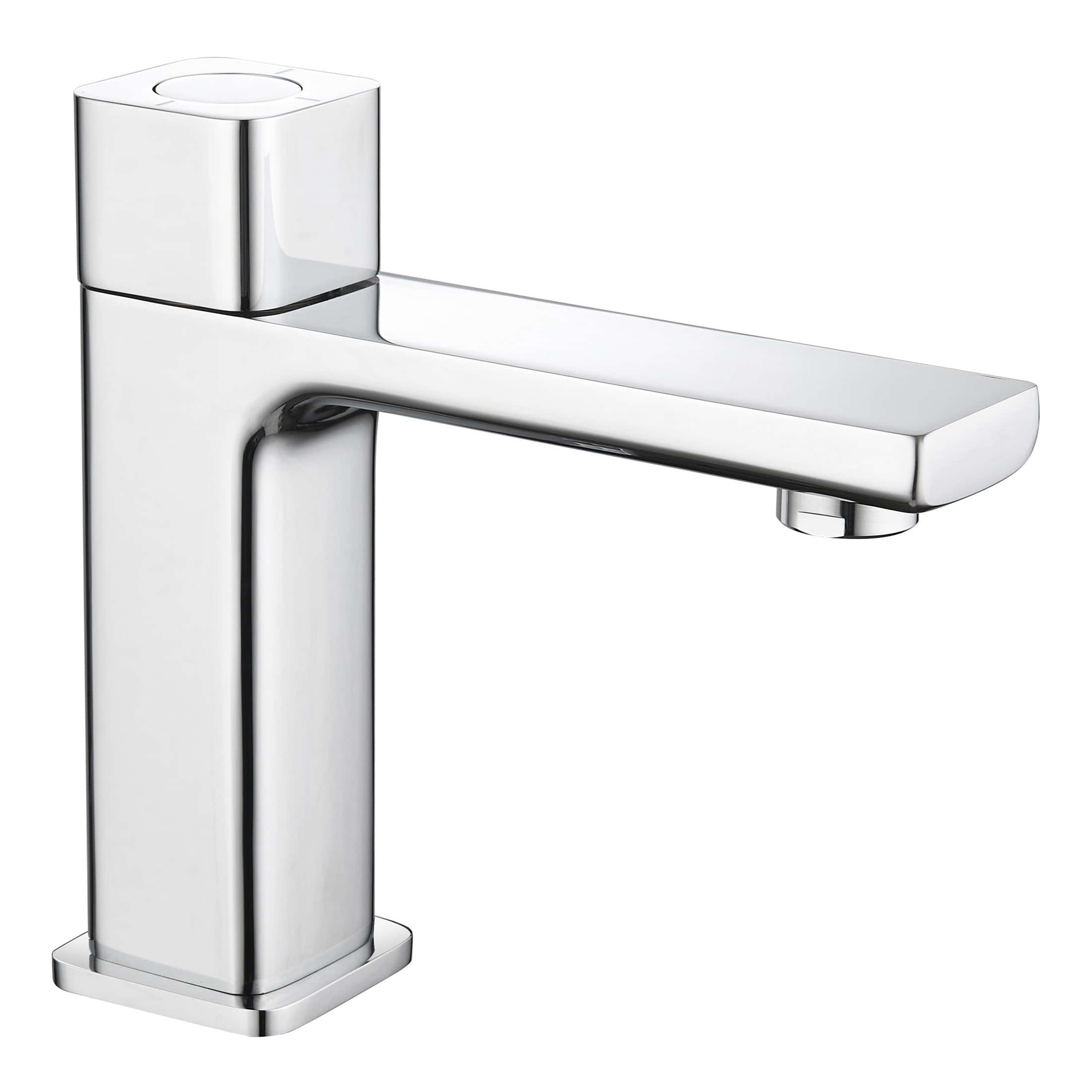 Brushed chrome bathroom sink tap, contemporary single lever basin mixer for modern bathrooms, Bubly Bathrooms design, durable and stylish plumbing fixture.