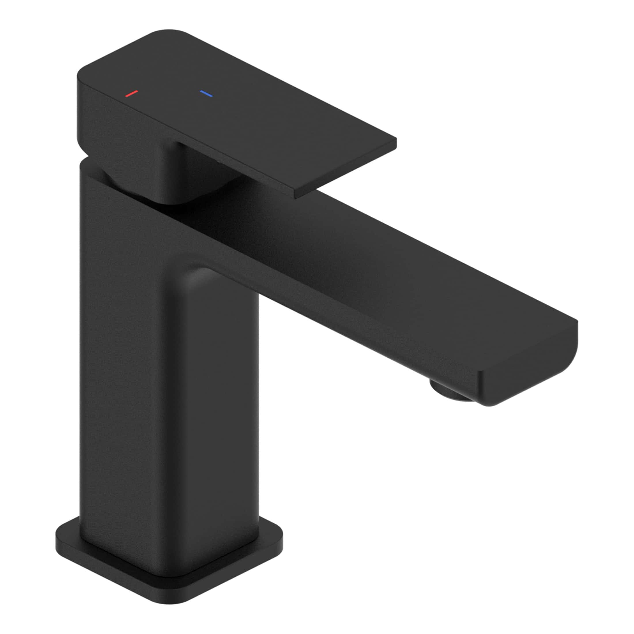 Sleek black bathroom mixer tap with modern square design, ideal for contemporary bathroom renovations and fittings. Perfect for sleek, minimalist aesthetics and water efficiency.