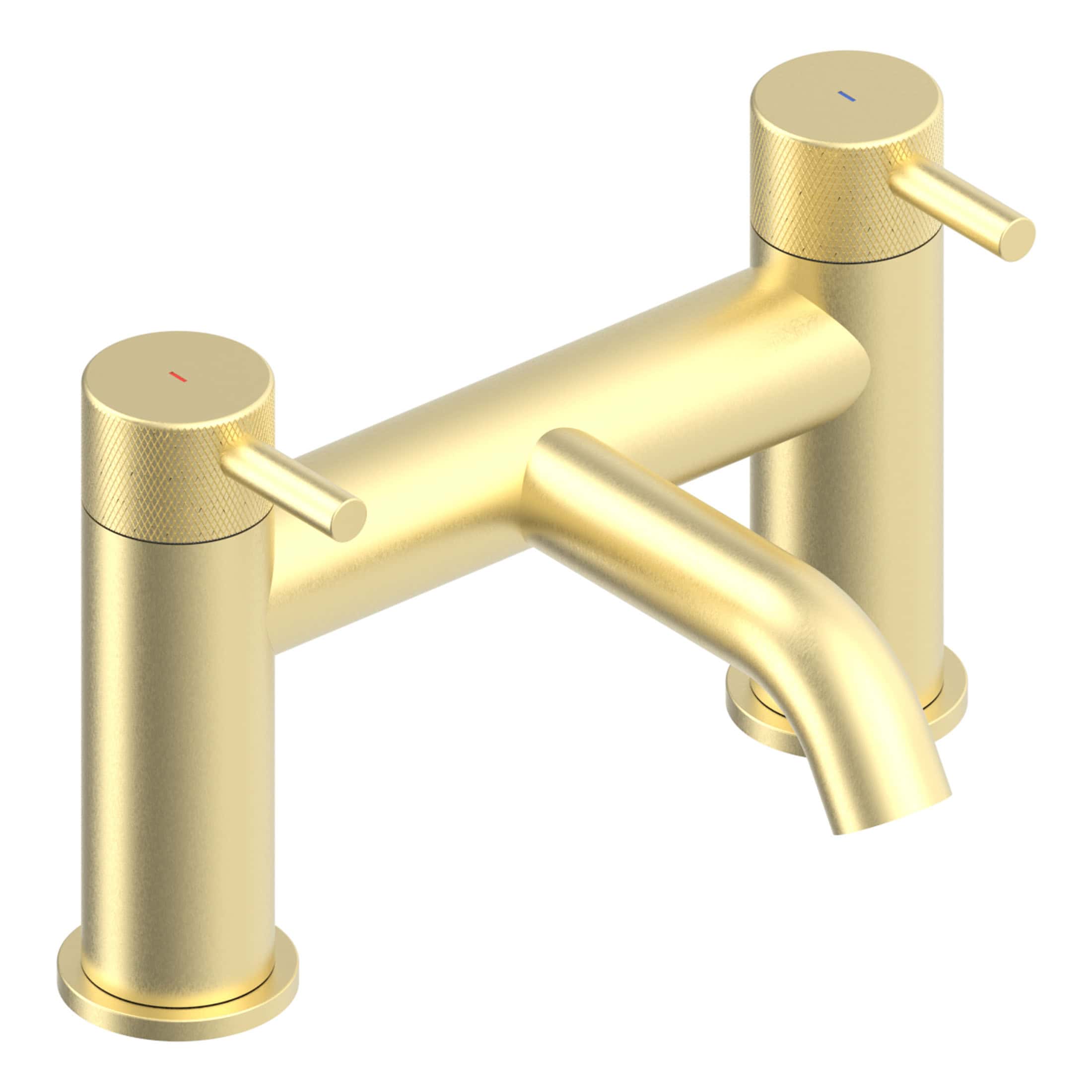 Shiny gold bathroom sink mixer tap with dual handles and modern design. Perfect for stylish bathroom renovations and adding contemporary luxury. High-quality fixture from Bubly Bathrooms.
