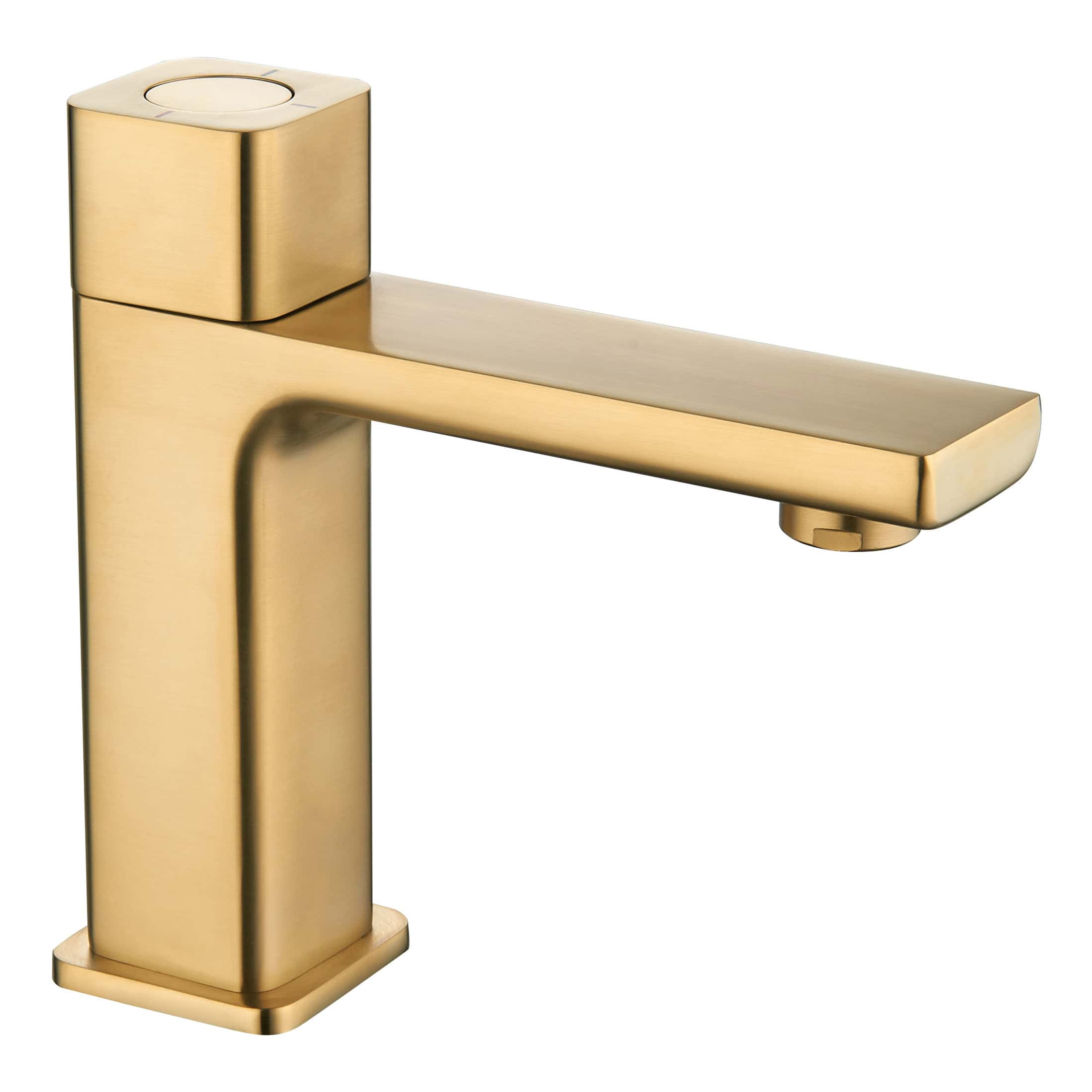 Brass modern bathroom sink tap with a sleek, contemporary design. Perfect for stylish bathroom renovations and high-end fixtures. Durable and visually appealing for modern spaces.