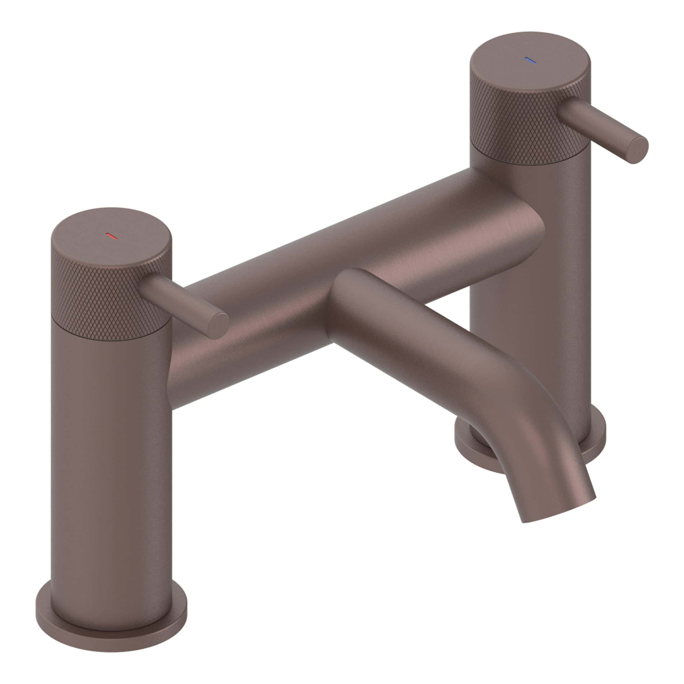Sleek matte bronze kitchen or bathroom mixer tap with dual control handles and a modern, minimalist design. Ideal for contemporary kitchens or bathrooms seeking stylish, high-quality fixtures.
