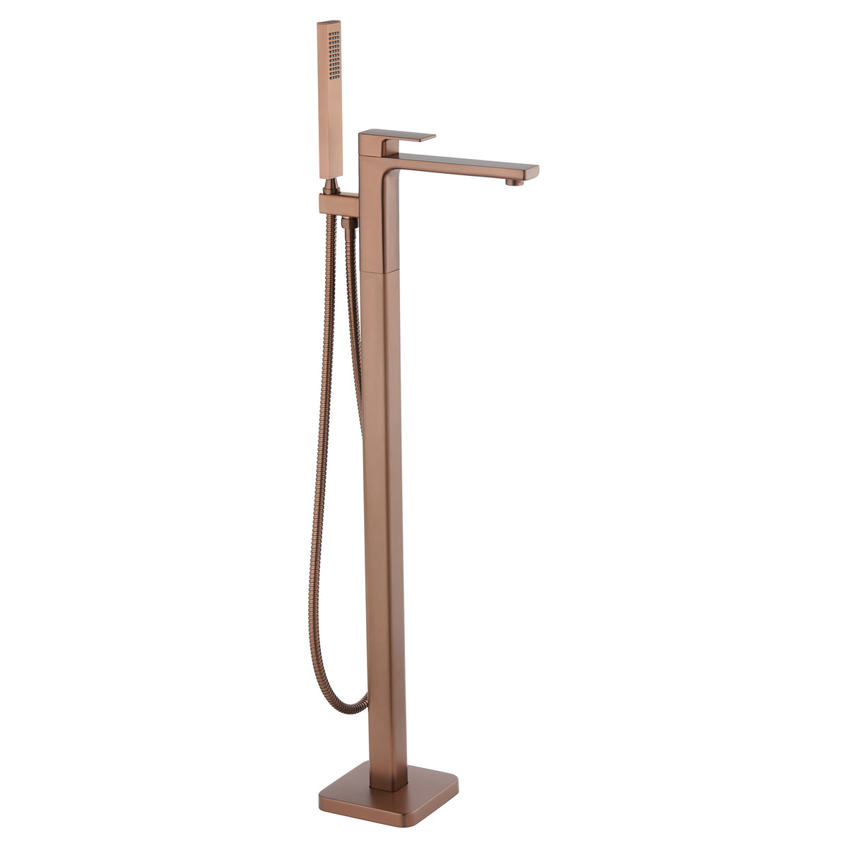 Tailored TB+ Quadrado Square Freestanding Bath Tap with Shower Mixer Brushed Bronze
