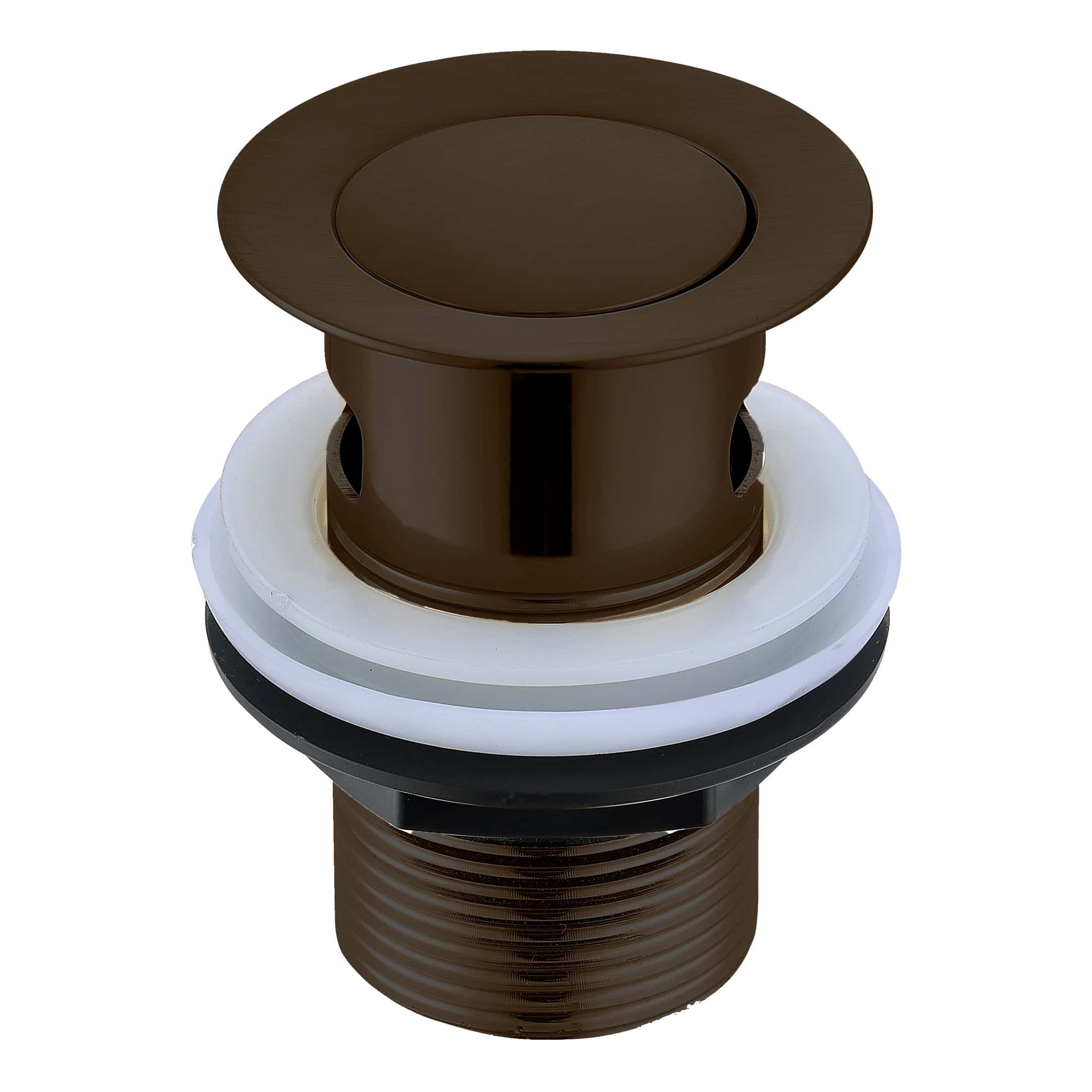 Brown bathroom sink popup drain assembly with adjustable components and sealing rings, essential for modern bathroom installations. Perfect for enhancing drainage and preventing leaks.