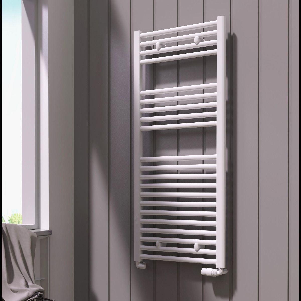 Reina Diva Flat Black Heated Towel Rail
