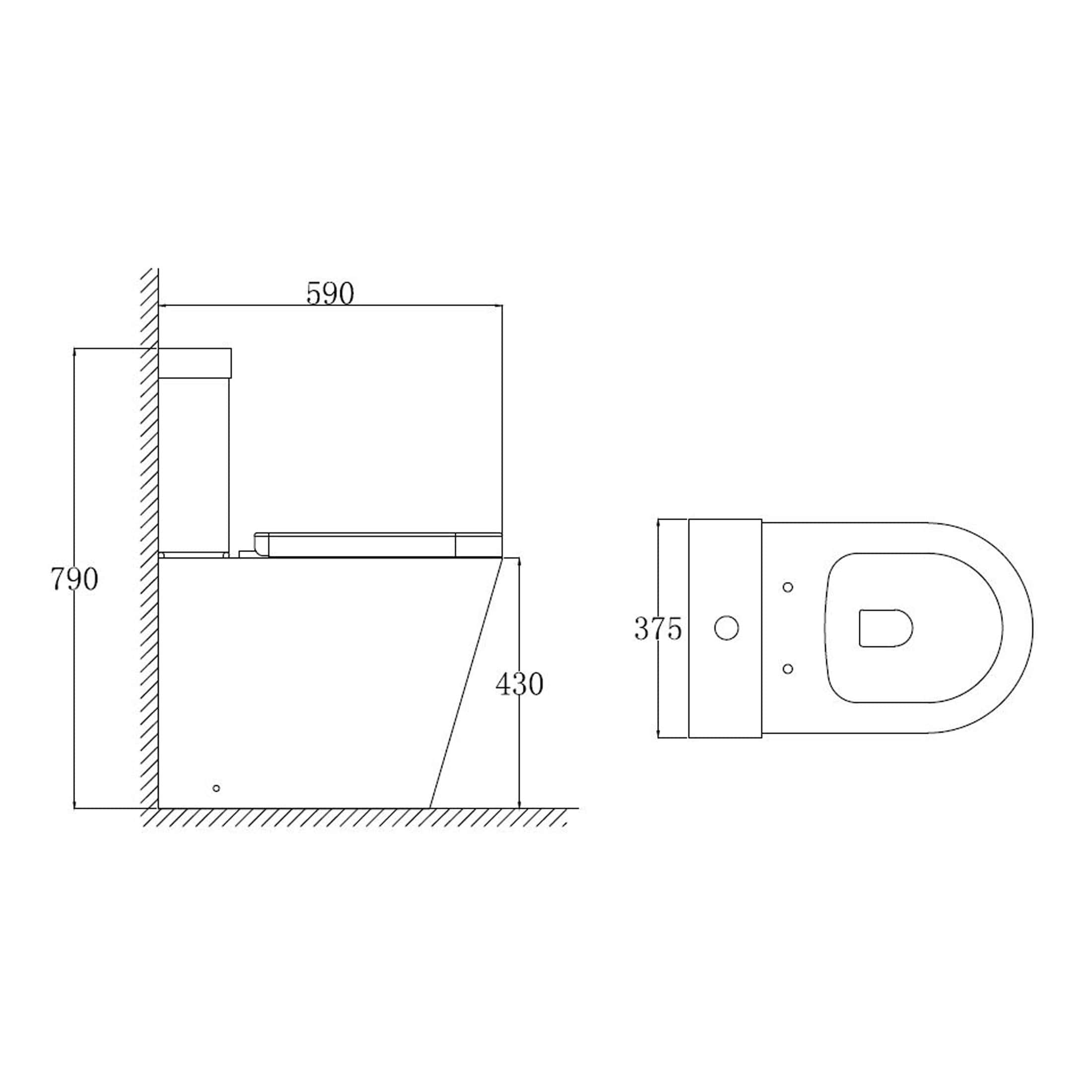 High-quality bathroom toilet design blueprint showcasing dimensions for custom fit and installation, ideal for bathroom renovation projects and plumbing planning.