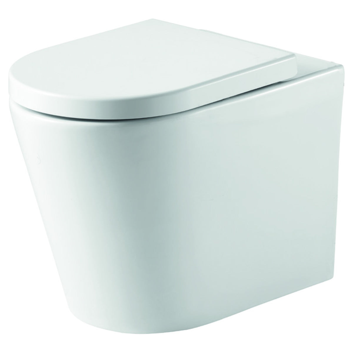 Tailored Ferrara Plus D Shaped Rimless Back To Wall Toilet With Wrap Over Soft Close Seat - White