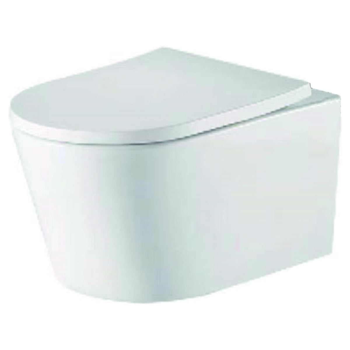 Tailored Ferrara Plus D Shaped Rimless Wall Hung Toilet With Wrap Over Soft Close Seat - White