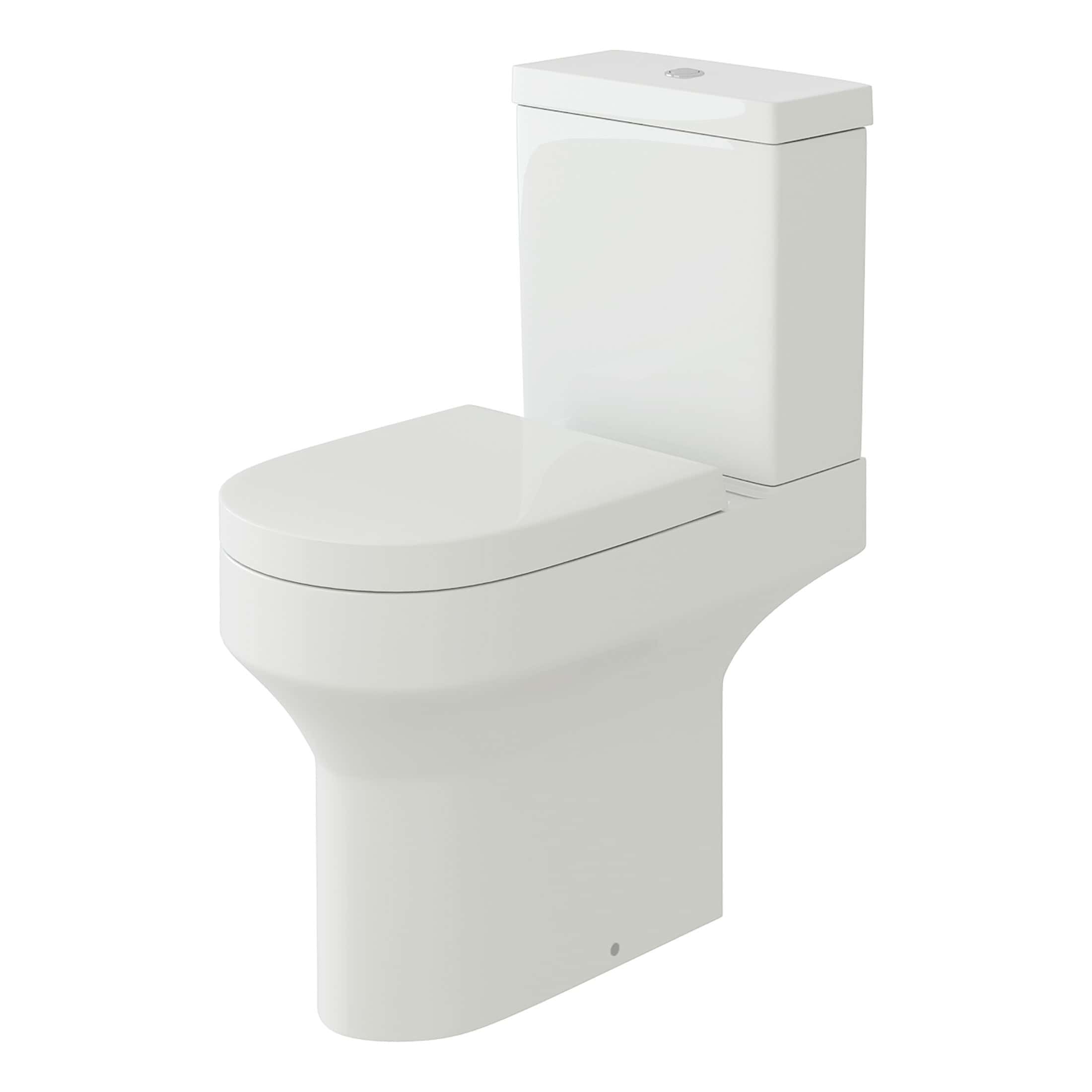 Floor-mounted white ceramic toilet with modern design, soft-close seat, and dual flush system for optimal bathroom hygiene and efficient water use. Ideal for contemporary bathroom renovations.
