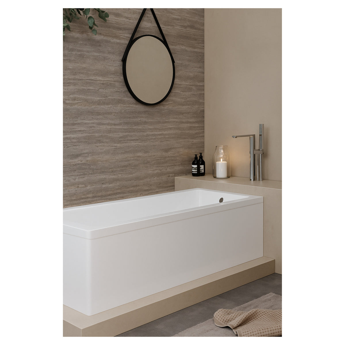 Tailored Plumb Essentials Portofino Single Ended Square Bath inc Leg Set - 1700x700mm - view 1